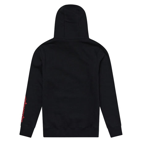 Schwarzer Troy Lee Designs Badge Hoodie, bequeme Freizeitbekleidung mit Logo-Print auf der Brust, weicher Kapuzenpullover.
