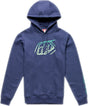 Troy Lee Designs Badge Hoodie in dunkelblau Heather, bequeme Freizeitbekleidung mit Logo-Print, weiches Material, sportlicher Stil