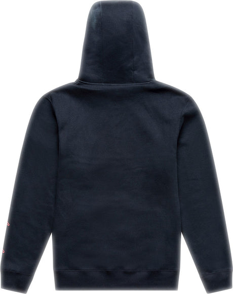 Troy Lee Designs Badge Hoodie in Schwarz und Grau, bequeme Freizeitbekleidung mit Logo-Print, gemütlich und stylisch.