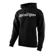 Schwarzer Jugend Hoodie von TROY LEE DESIGNS, bequemes Freizeitbekleidungsstück mit Logo-Print, auf einem weißen Hintergrund.