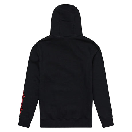 Schwarzer Jugend Hoodie von TROY LEE DESIGNS mit Badge-Design, bequeme Freizeitbekleidung für Jungen und Mädchen.