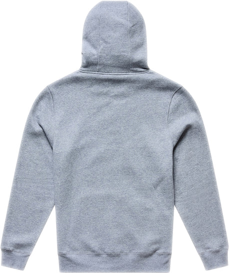Grauer, heatherfarbener TROY LEE DESIGNS Zip-up Signature Hoodie aus bequemer Freizeitbekleidung, mit rotem Akzent.