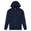 Troy Lee Designs Zip-up Hoodie in Dunkelblau, Freizeitbekleidung mit Markenlogo, weiche Kapuzenjacke für Komfort und Stil