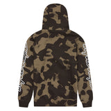 Olivgrüner Troy Lee Designs Zip-Up Hoodie aus Camouflage-Freizeitbekleidung, bequem und stylisch.