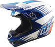 Motocrosshelm Troy Lee Designs GP Pro Mips in Blau und Weiß mit Visier und Belüftungsöffnungen, hochwertiger Schutz für Fahrer.