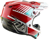 Motocrosshelm Troy Lee Designs GP Pro Mips in Rot und Weiß mit Schutzvisier und Belüftungsöffnungen, leichter Enduro-Helm
