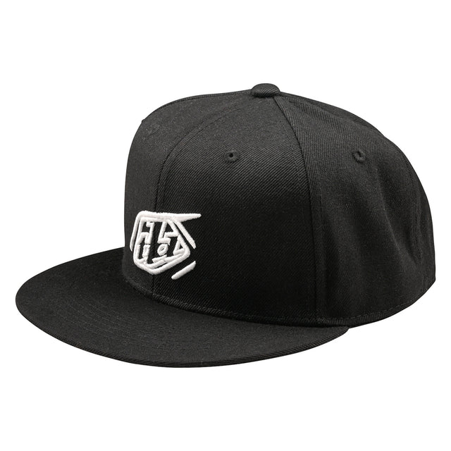 Troy Lee Designs Snapback Cap mit flachem Schirm und Badge-Design in Schwarz, Freizeitbekleidung für Streetwear.