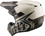 Motocrosshelm Troy Lee Designs GP Pro MIPS Mono in Pumice, mit Visier und Belüftungssystem, auf einem weißen Hintergrund.