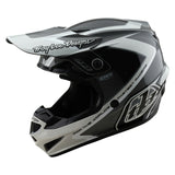 Motocrosshelm von Troy Lee Designs GP Shutter in Grau und Weiß mit Schutzvisier und Belüftung für Offroad-Fahrten