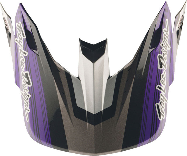 Motorradhelmzubehör von TROY LEE DESIGNS, Se5 Carbon Stripes Motocrosshelm mit schwarzen und lila Streifen, Blick auf den Helm.
