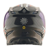 Motocrosshelm TROY LEE DESIGNS SE5 Carbon mit schwarzen und violetten Streifen, leichter Helm für Offroad-Motocross.