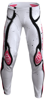 Troy Lee Designs Se Ultra Membran MX-Hose in Weiß und Neonrot, strapazierfähige Motocross-Hose mit belüfteten Einsätzen.