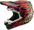Motocrosshelm TROY LEE DESIGNS Se5 Carbon Mips in Schwarz und Violett mit karbonfaseroptik, aerodynamisches Design und sicherer Passform