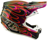 Motocrosshelm Troy Lee Designs Se5 Carbon Mips in Schwarz und Violett mit torched Design, leichter Schutzhelm für Offroad-Motocross.