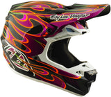 Motocrosshelm Troy Lee Designs Se5 Carbon Mips in Schwarz und Violett mit torched Design, leichter Schutzhelm für Motocross.