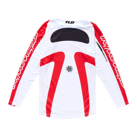 Troy Lee Designs GP Pro MX-Jersey in Weiß und Rot, atmungsaktives Motocross-Trikot mit Logo-Details und Schutzfunktion.