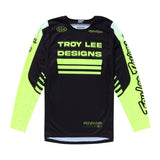 MX-Jersey von TROY LEE DESIGNS, GP Pro Segment in Schwarz und Gelb, atmungsaktiv mit sportlichem Design.