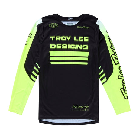 MX-Jersey von TROY LEE DESIGNS, GP Pro Segment in Schwarz und Gelb, atmungsaktiv mit sportlichem Design.