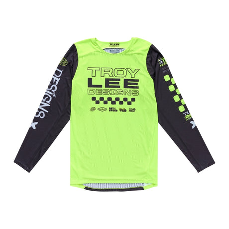 MX-Jersey von TROY LEE DESIGNS GP Pro Air Standard in Glo Gelb und Schwarz, mit atmungsaktivem Design und Logo-Details