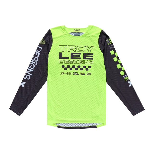 MX-Jersey von TROY LEE DESIGNS GP Pro Air Standard in Glo Gelb und Schwarz, mit atmungsaktivem Design und Logo-Details
