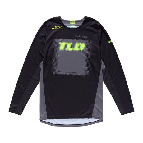 Troy Lee Designs Scout GP Pro Fade Out MX-Jersey in Schwarz mit auffälligem Farbverlauf und sportlichem Design.
