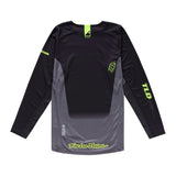 Schwarze Troy Lee Designs Scout GP Pro Fade Out MX-Jersey mit farbverlauf und sportlichem Design.