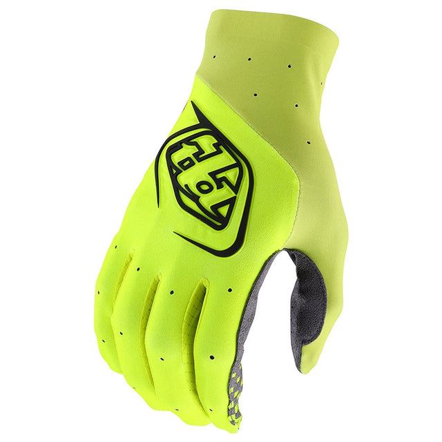 Troy Lee Designs MX-Handschuhe Ultra Solid in Neon Gelb und Grau, strapazierfähiges Material mit grip-förmigem Design.