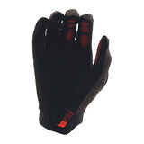 Schwarze und bunte Troy Lee Designs Air Stripes MX-Handschuhe mit gepolsterten Handflächen und strapazierfähigem Material.