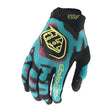 Schwarze und gelbe Troy Lee Designs Air Membran MX-Handschuhe mit atmungsaktivem Material und Schutz für Motocrossfahrer.