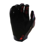 Schwarze und rote Troy Lee Designs Air Torched MX-Handschuhe mit gepolstertem Handrücken und strapazierfähigem Material.