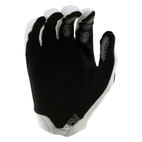 Weiße Troy Lee Designs Air Mono MX-Handschuhe mit atmungsaktivem Design und robusten Material für sicheren Fahrradsport.