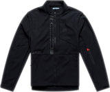 Troy Lee Designs Scout Softshell-Jacke, weiches Freizeitbekleidungsstück, schwarze Farbe, mit Reißverschluss und Kapuze.