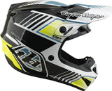 Motocrosshelm Troy Lee Designs GP Pro Mips für Kinder in Grau mit Visier und Belüftungsöffnungen auf schwarzem Hintergrund