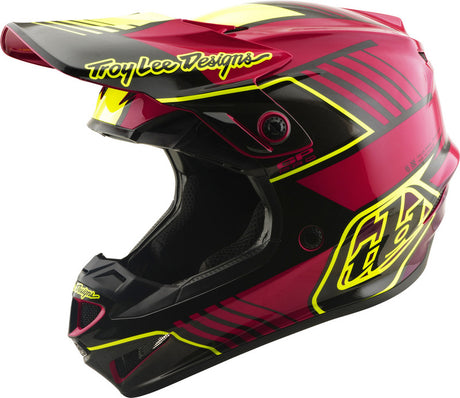 Bunter Troy Lee Designs GP Pro MIPS Kinder Motocrosshelm in Segment Fuchsia mit Schutzbrille und Belüftungssystem, für sicheren Fahrspaß