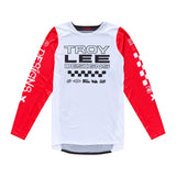 Troy Lee Designs GP Pro Standard MX-Jersey in Rot, Weiß und Schwarz mit atmungsaktivem Material und sportlichem Design.