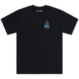 Schwarzes TROY LEE DESIGNS Torched T-Shirt für Freizeit, detailreiche Feuer-Designs auf Baumwoll-T-Shirt sichtbar