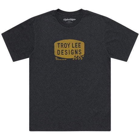 Schwarzes Troy Lee Designs Stamp T-Shirt aus Freizeitbekleidung, mit auffälligem Logo-Design auf der Vorderseite.