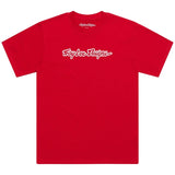 Troy Lee Designs Signature T-Shirt Team Rot, bequeme Freizeitbekleidung, rotes T-Shirt mit Logo, frontale Ansicht
