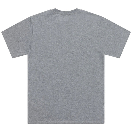 Graues, meliertes Troy Lee Designs Signature T-Shirt aus Freizeitbekleidung, auf einem Model getragen.