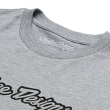 Graues, meliertes Troy Lee Designs Signature T-Shirt aus Freizeitbekleidung, bequem und stilvoll für den Alltag.