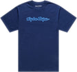 Troy Lee Designs Signature T-Shirt in Dunkelblau und Aero Blau, Freizeitbekleidung für Männer, modernes Design.