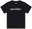 Schwarzes Troy Lee Designs Signature Jugend T-Shirt, Freizeitbekleidung, Frontansicht mit Logo und bequemem Schnitt