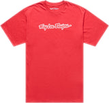 Troy Lee Designs Signature Jugend T-Shirt in Scarlet, Freizeitbekleidung für Jugendliche, bequemes rotes T-Shirt mit Markenlogo