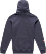 Troy Lee Designs Peace Out Hoodie in Carbon und Schwarz, bequeme Freizeitbekleidung mit stilvollem Druck, vorne sichtbar.