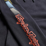 Troy Lee Designs Peace Out Hoodie in Carbon und Schwarz, bequeme Freizeitbekleidung mit Logo-Design, Frontansicht