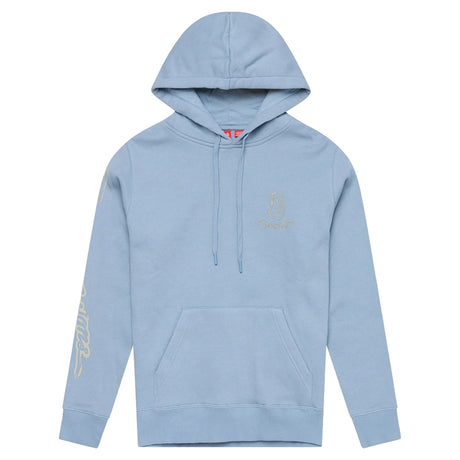 Rauchblaue Troy Lee Designs Peace Out Damen Hoodie aus Freizeitbekleidung, komfortabel und stilvoll mit Peace-Out-Design.