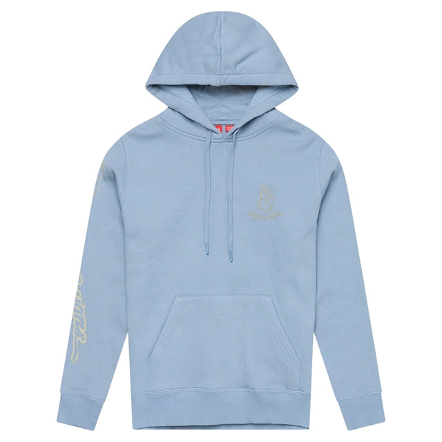 Rauchblaue Troy Lee Designs Peace Out Damen Hoodie aus Freizeitbekleidung, komfortabel und stilvoll mit Peace-Out-Design.