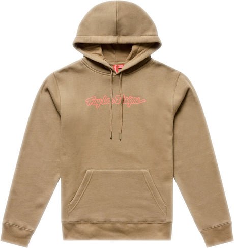 Troy Lee Designs Signature Damen Hoodie in Sienna, bequeme Freizeitbekleidung aus weichem Stoff, zeigt das Markenlogo auf der Vorderseite.