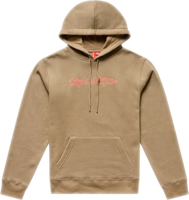 Troy Lee Designs Signature Damen Hoodie in Sienna, bequeme Freizeitbekleidung aus weichem Stoff, zeigt das Markenlogo auf der Vorderseite.