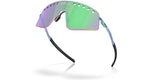 OAKLEY Sutro TI Sweep Sonnenbrille mit poliertem Oil Slick Rahmen und Prizm Road Jade Linsen, sportliches Design, reflektierende Oberfläche
